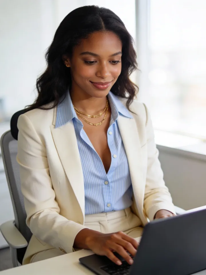 Atendente de apoio ao cliente sorrindo